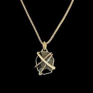 Unique chain and brooch wrapped stone gothic